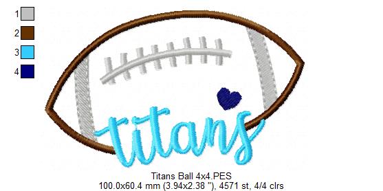 Titans Football Name – Satin Stitch – Machine Embroidery Design