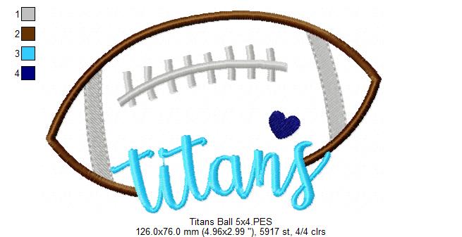 Titans Football Name – Satin Stitch – Machine Embroidery Design