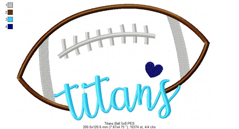 Titans Football Name – Satin Stitch – Machine Embroidery Design
