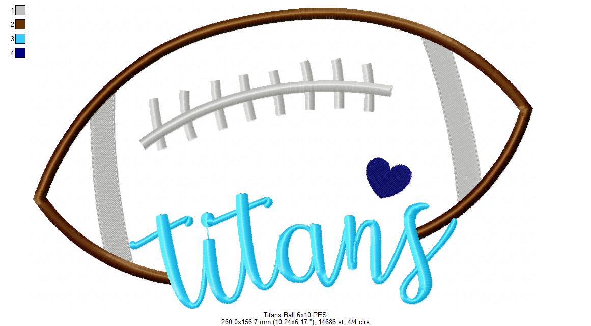 Titans Football Name – Satin Stitch – Machine Embroidery Design