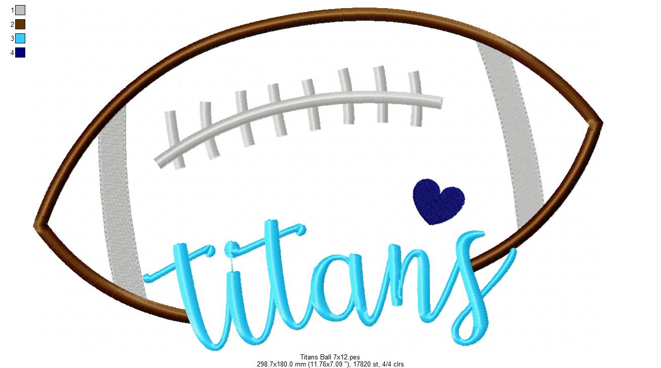 Titans Football Name – Satin Stitch – Machine Embroidery Design