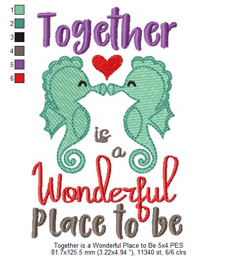 Seahorse Together is a Wonderful Place to be - Fill Stitch