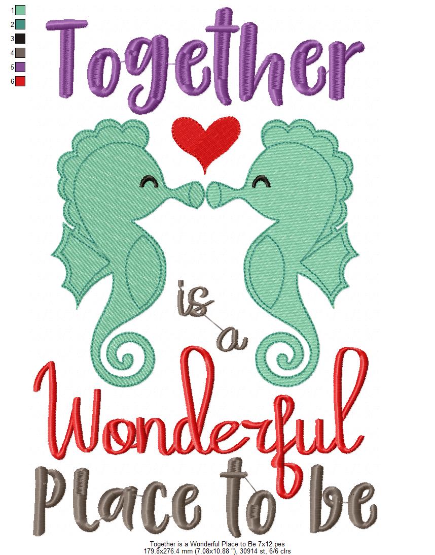 Seahorse Together is a Wonderful Place to be - Fill Stitch