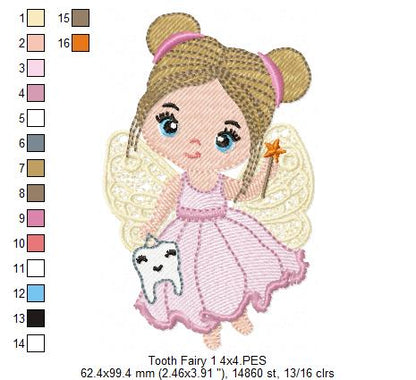 Tooth Fairy Girl – Fill Stitch – Machine Embroidery Design