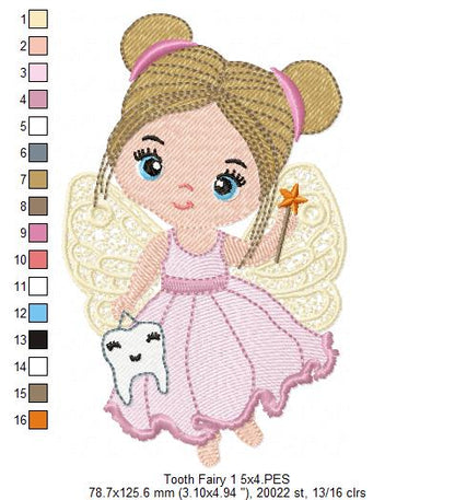 Tooth Fairy Girl – Fill Stitch – Machine Embroidery Design