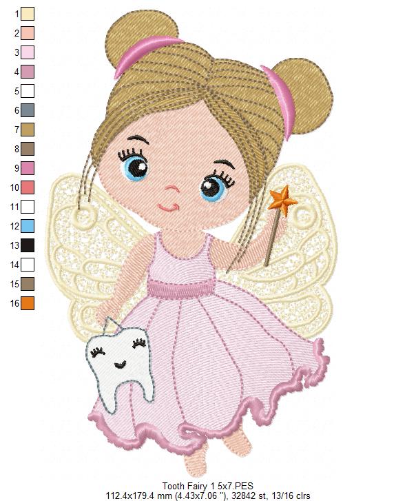 Tooth Fairy Girl – Fill Stitch – Machine Embroidery Design
