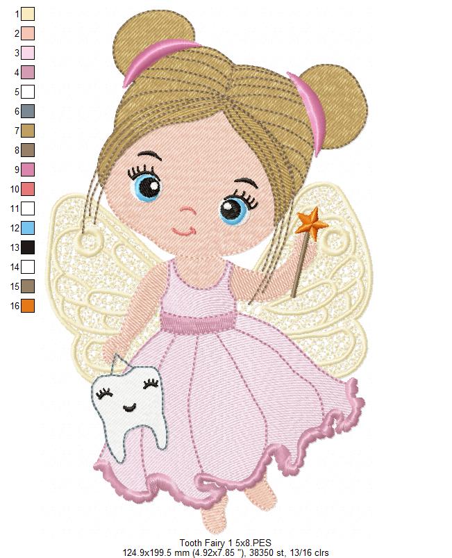 Cute Tooth Fairy - Fill Stitch - Set of 2 designs