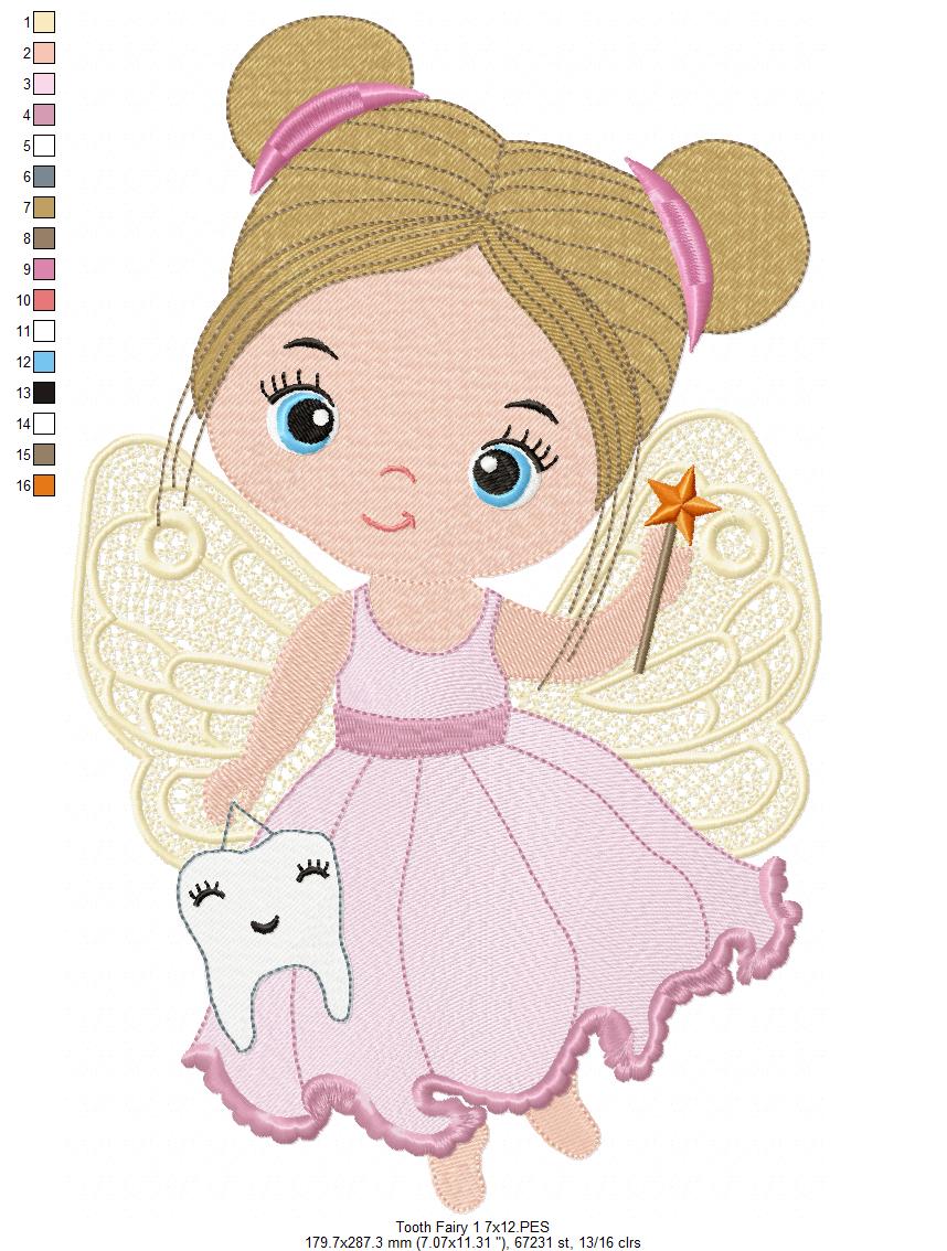 Cute Tooth Fairy - Fill Stitch - Set of 2 designs