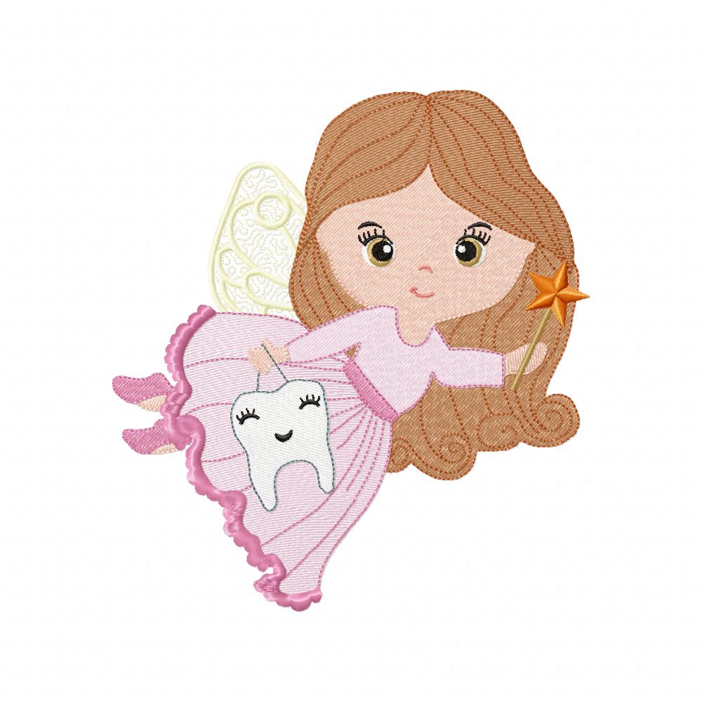 Tooth Fairy Girl Flying – Fill Stitch – Machine Embroidery Design