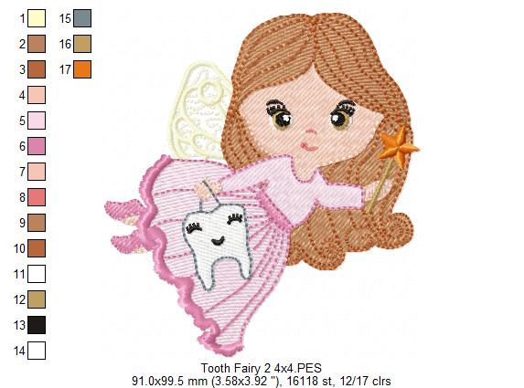 Tooth Fairy Girl Flying – Fill Stitch – Machine Embroidery Design