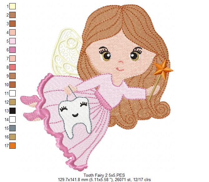 Tooth Fairy Girl Flying – Fill Stitch – Machine Embroidery Design
