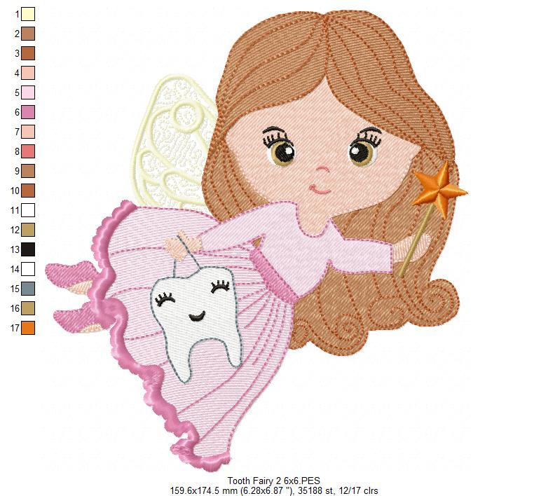 Cute Tooth Fairy - Fill Stitch Embroidery