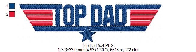 Top Dad - Fill Stitch - Machine Embroidery Design