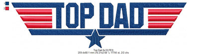 Top Dad - Fill Stitch - Machine Embroidery Design