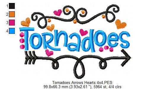 Tornadoes Arrows Hearts - Satin Stitch - Machine Embroidery Design