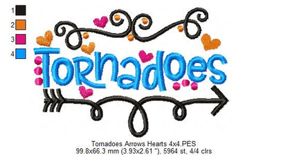 Tornadoes Arrows Hearts - Satin Stitch - Machine Embroidery Design