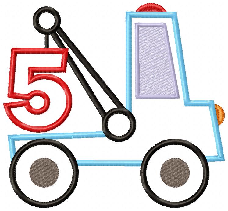 Tow Truck Birthday Numbers - Set of 9 designs - Applique
