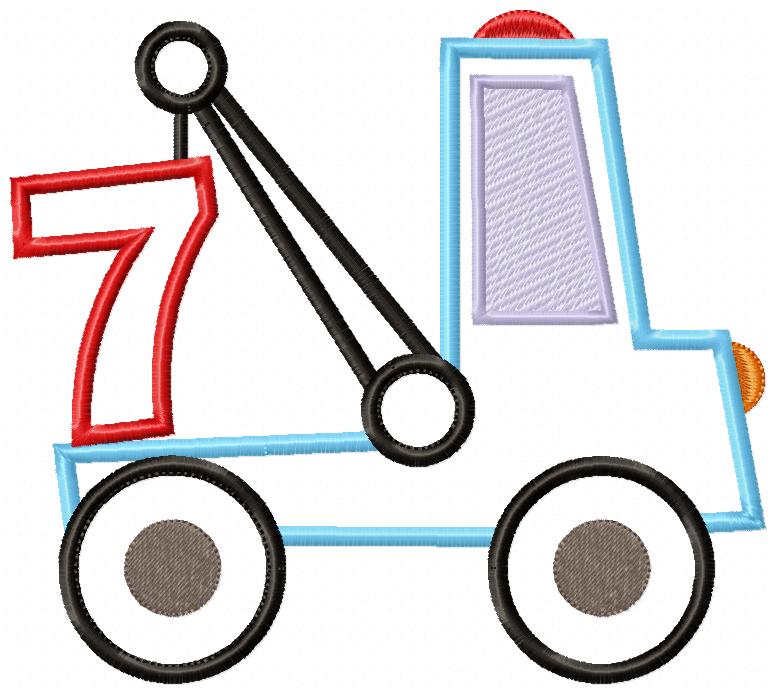 Tow Truck Birthday Numbers - Set of 9 designs - Applique
