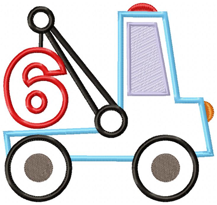 Tow Truck Birthday Numbers - Set of 9 designs - Applique