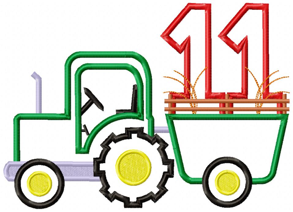 Farm Tractor Birthday Number 11 Eleven 11th Birthday - Applique