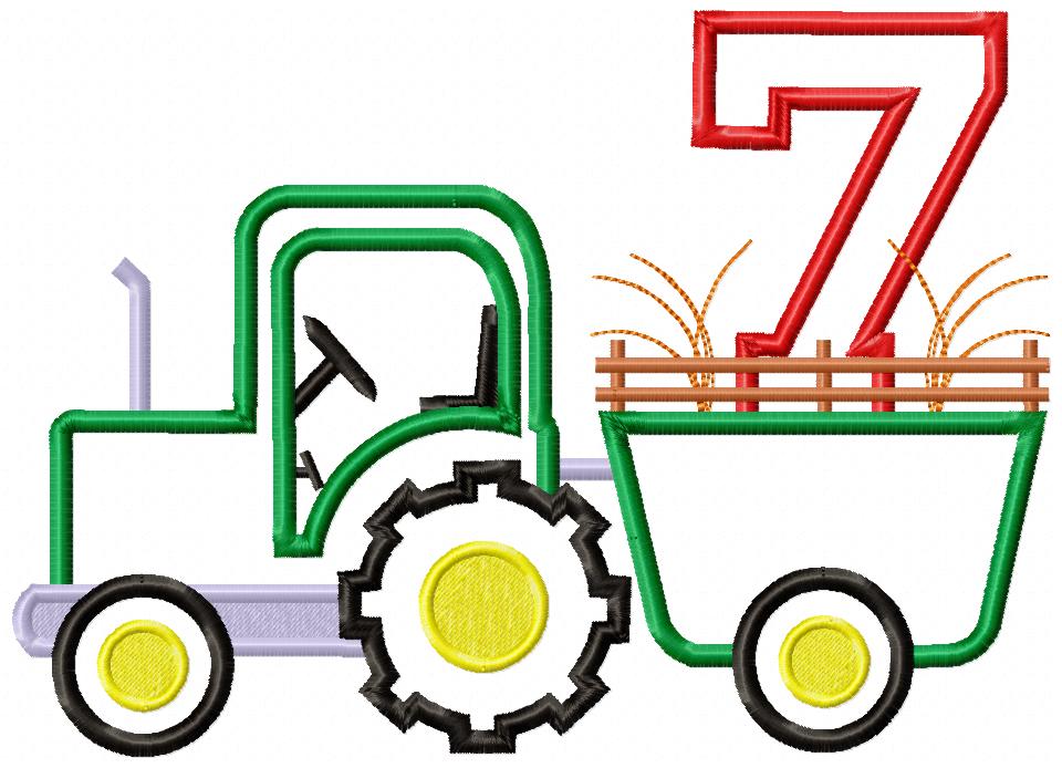 Tractor Number Seven - Appliqué - Machine Embroidery Design