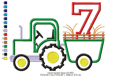 Tractor Number Seven - Appliqué - Machine Embroidery Design