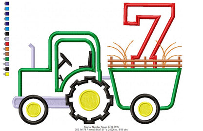 Tractor Number Seven - Appliqué - Machine Embroidery Design