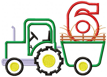 Farm Tractor Birthday 6 – Appliqué – Machine Embroidery Design