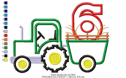 Farm Tractor Birthday 6 – Appliqué – Machine Embroidery Design