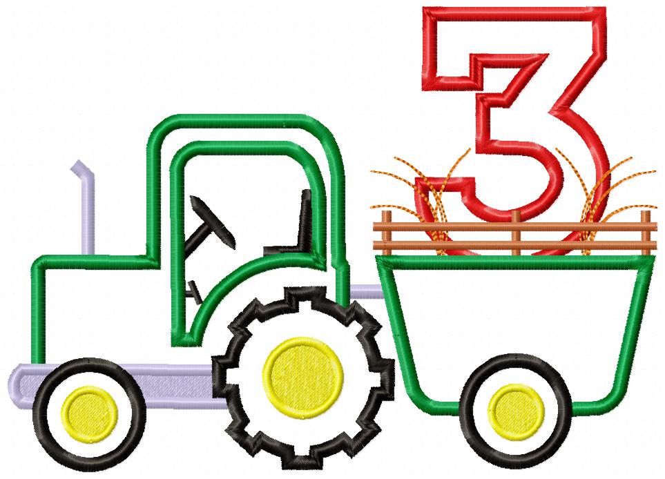 Farm Tractor Number Three - Appliqué - Machine Embroidery Design