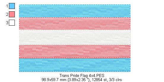 Trans Pride Flag - Fill Stitch