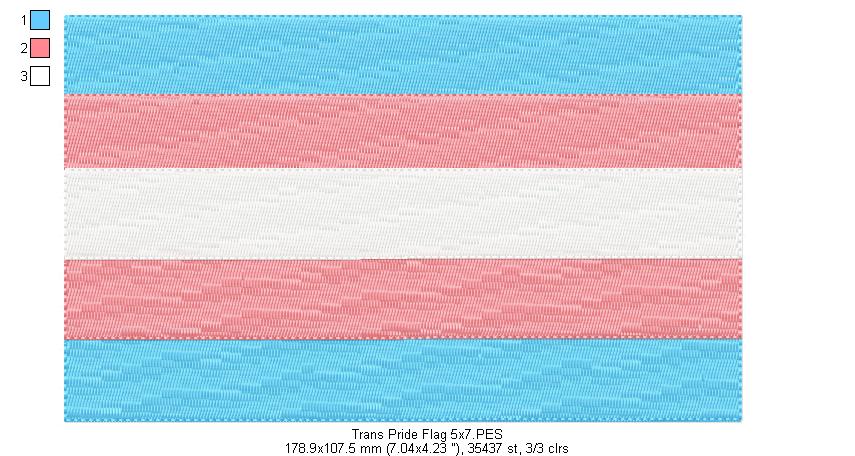 Trans Pride Flag - Fill Stitch