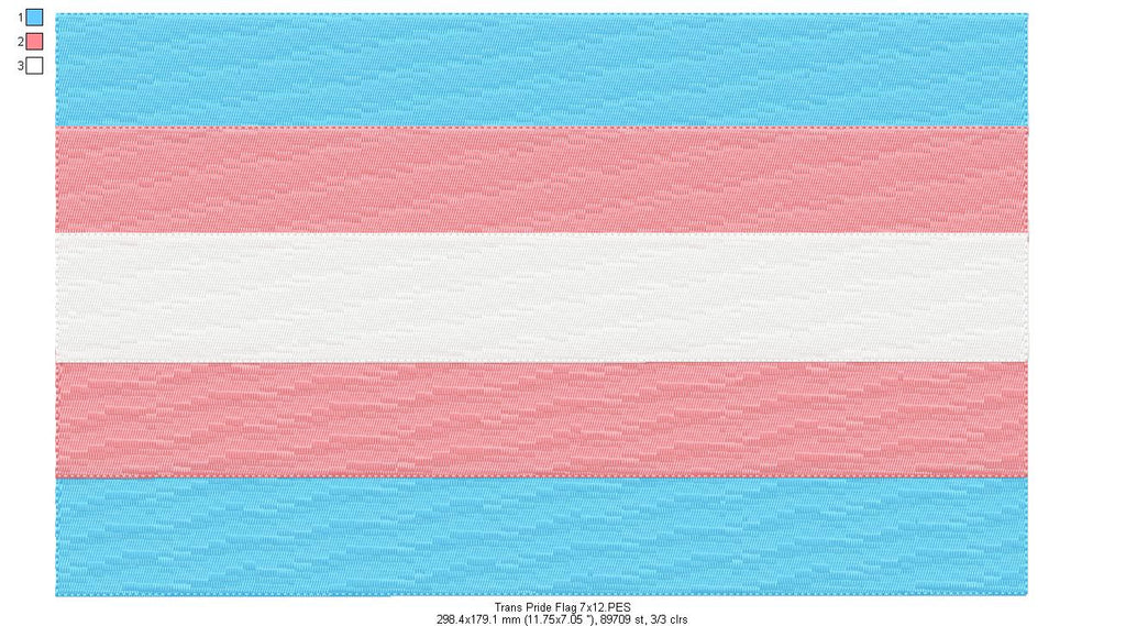 Trans Pride Flag - Fill Stitch
