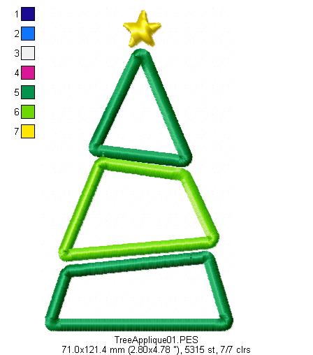 Christmas Tree - Applique - Machine Embroidery Design