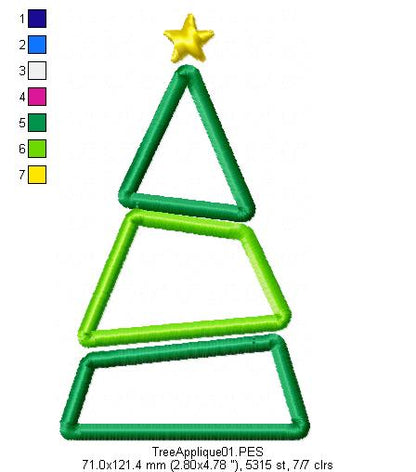 Christmas Tree - Applique - Machine Embroidery Design