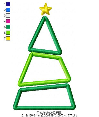 Christmas Tree - Applique - Machine Embroidery Design