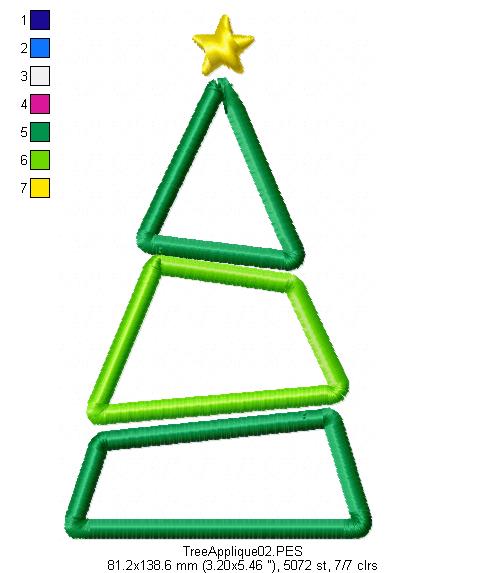 Christmas Tree - Applique - Machine Embroidery Design