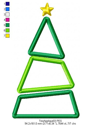 Christmas Tree - Applique - Machine Embroidery Design
