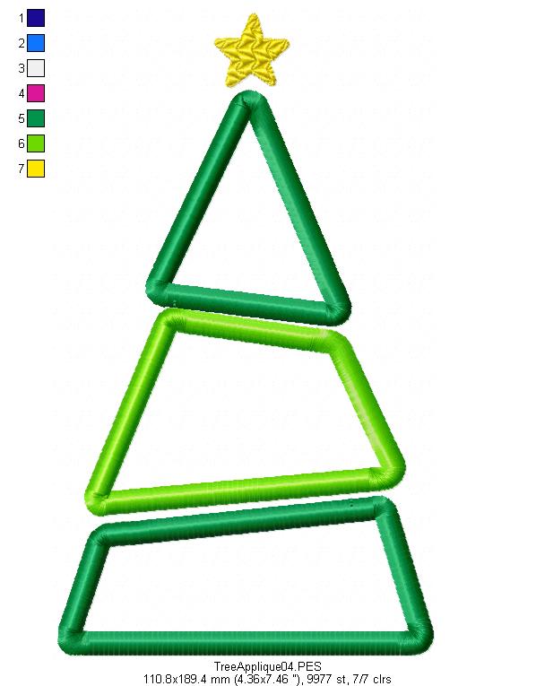 Christmas Tree - Applique - Machine Embroidery Design