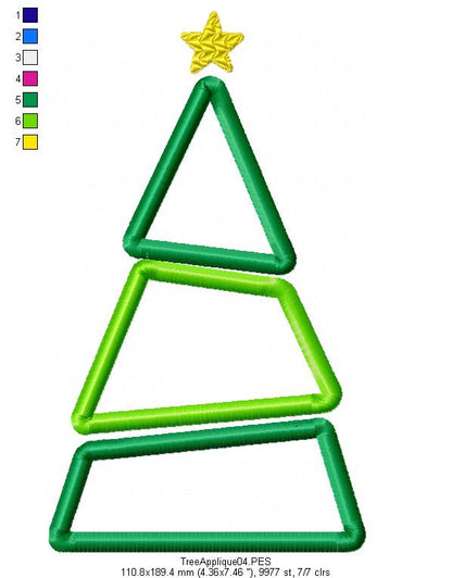 Christmas Tree - Applique - Machine Embroidery Design