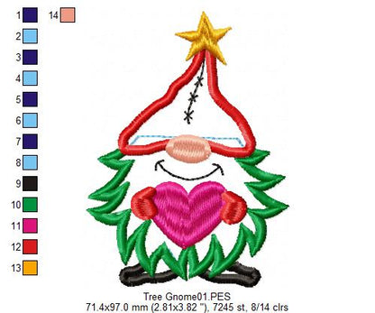 Christmas Tree Gnome Smile - Applique