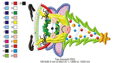 Christmas Tree Gnome  - Applique