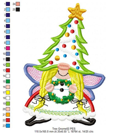 Christmas Tree Gnome  - Applique