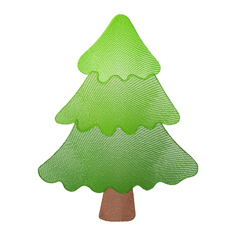 Minimalist Christmas Tree – Rippled Stitch – Machine Embroidery Design