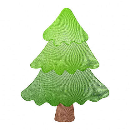 Minimalist Christmas Tree – Rippled Stitch – Machine Embroidery Design