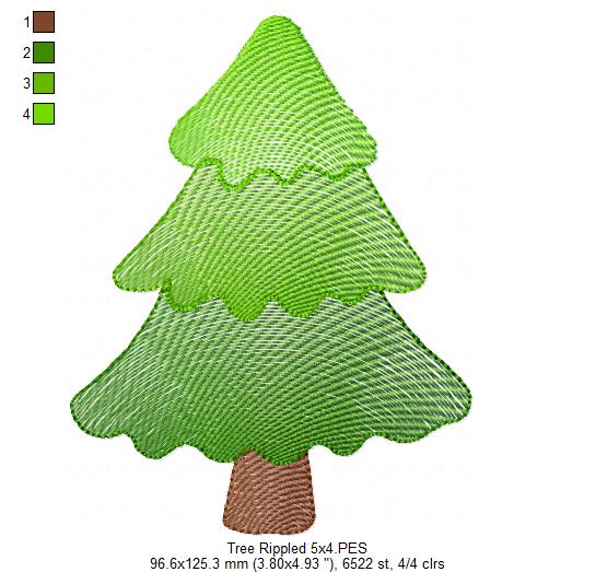 Minimalist Christmas Tree – Rippled Stitch – Machine Embroidery Design