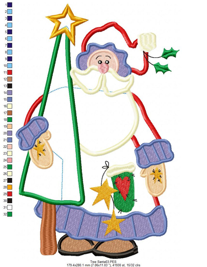 Christmas Tree Santa - Applique