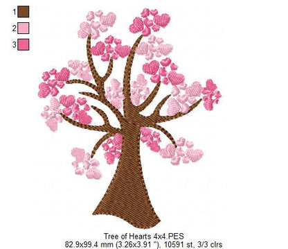 Heart Blossom Tree - Fill Stitch - Machine Embroidery Design