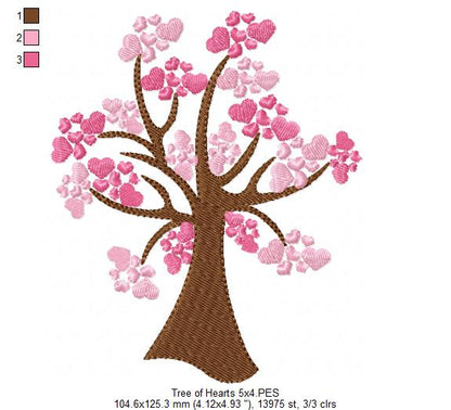 Heart Blossom Tree - Fill Stitch - Machine Embroidery Design