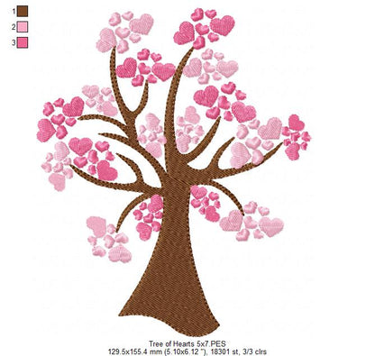 Heart Blossom Tree - Fill Stitch - Machine Embroidery Design